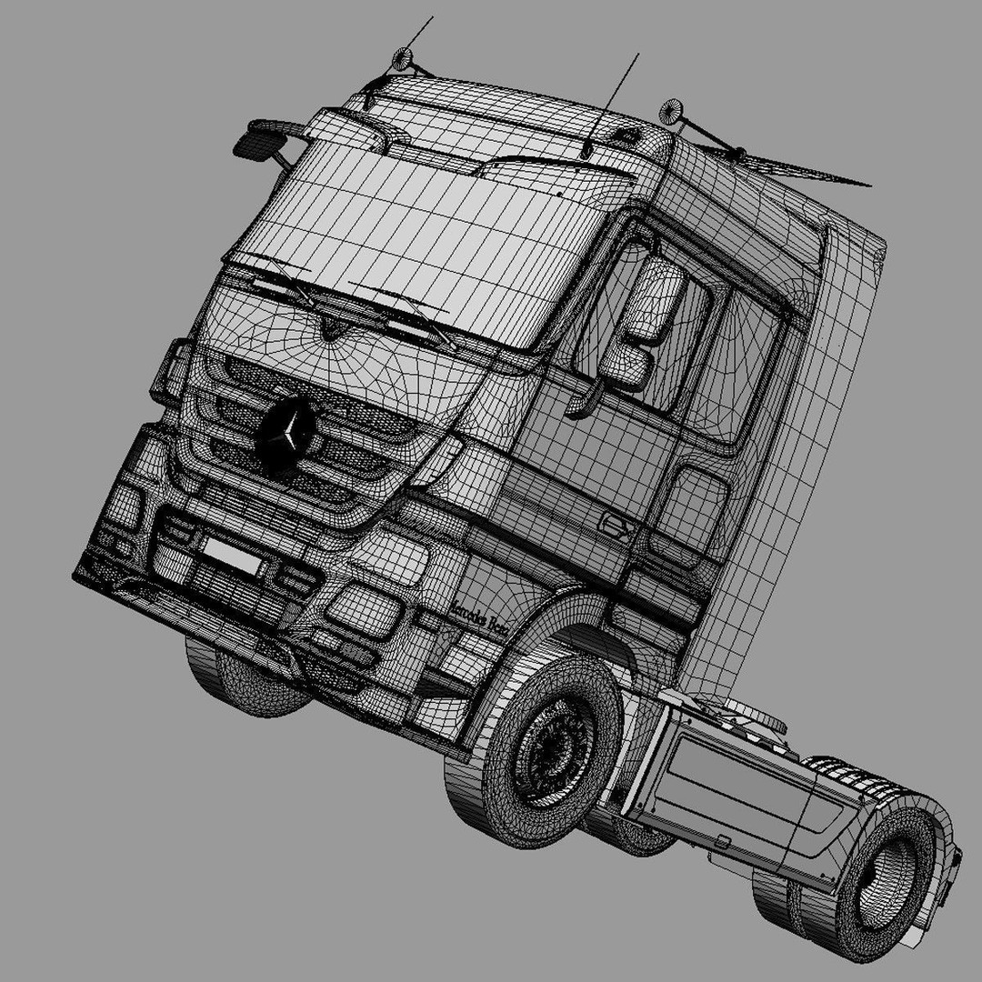 Mercedes Actros Space Cab 3D Model – High Poly Refrigerated Trailer, FBX