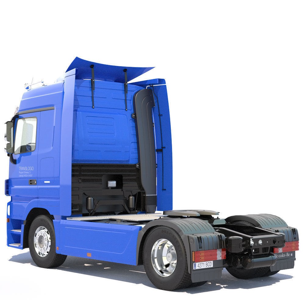 Mercedes Actros Space Cab 3D Model – High Poly Refrigerated Trailer, FBX - View 10