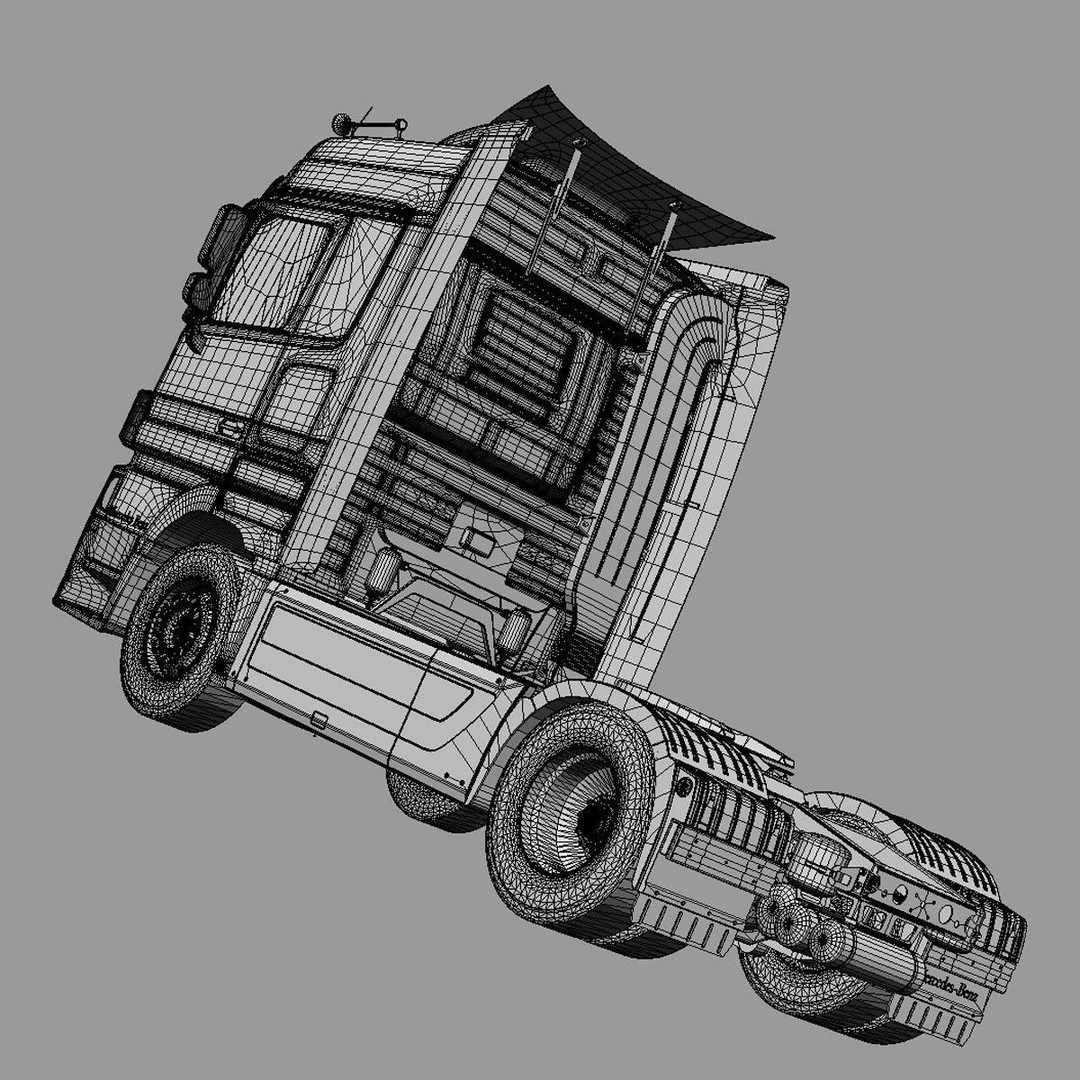 Mercedes Actros Space Cab 3D Model – High Poly Refrigerated Trailer, FBX - View 19