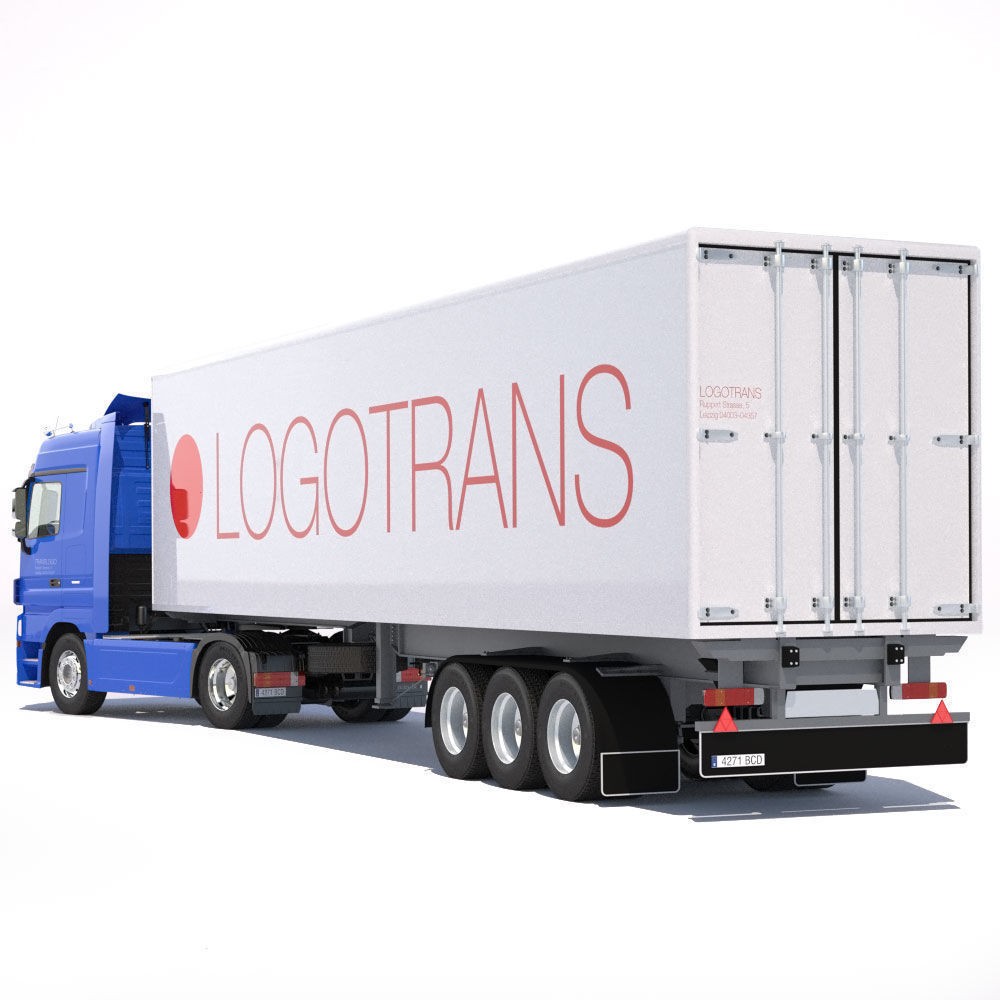 Mercedes Actros Space Cab 3D Model – High Poly Refrigerated Trailer, FBX - View 5