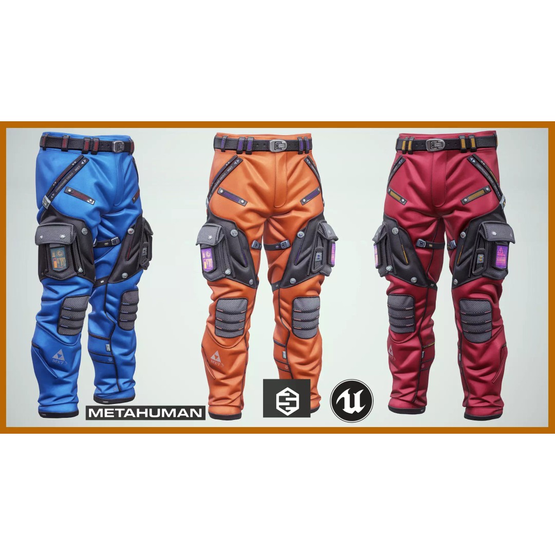 Sci-Fi Pants P02 3D Model – Low Poly Rigged Outfit for MetaHuman - View 2