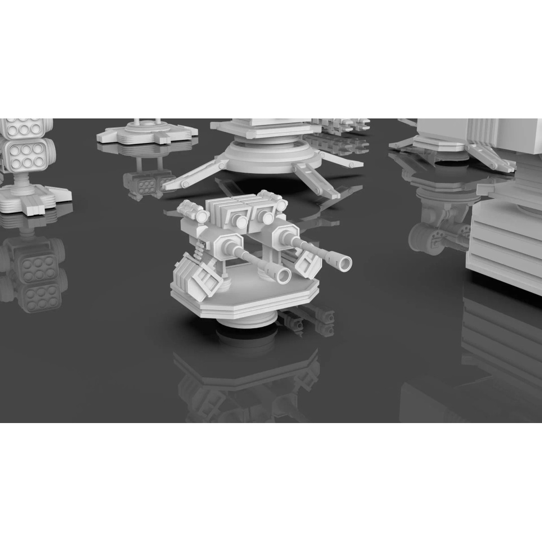 Turret and AA Gun 3D Model – Game-Ready Low Poly Pack, FBX, OBJ - View 12