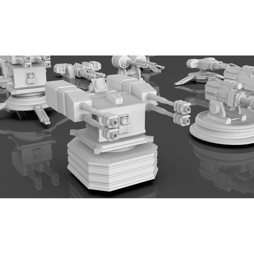 Turret and AA Gun 3D Model – Game-Ready Low Poly Pack, FBX, OBJ - View 13