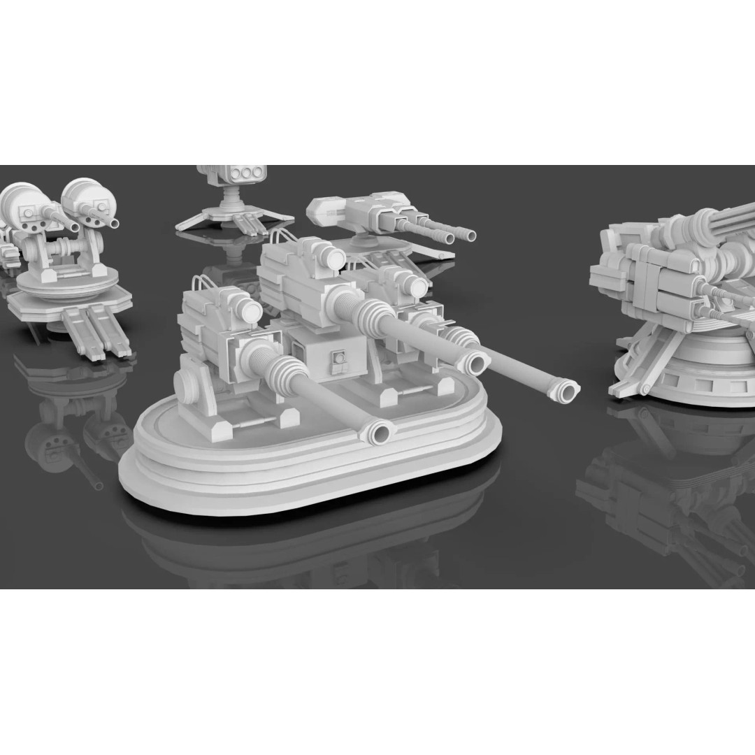 Turret and AA Gun 3D Model – Game-Ready Low Poly Pack, FBX, OBJ - View 14