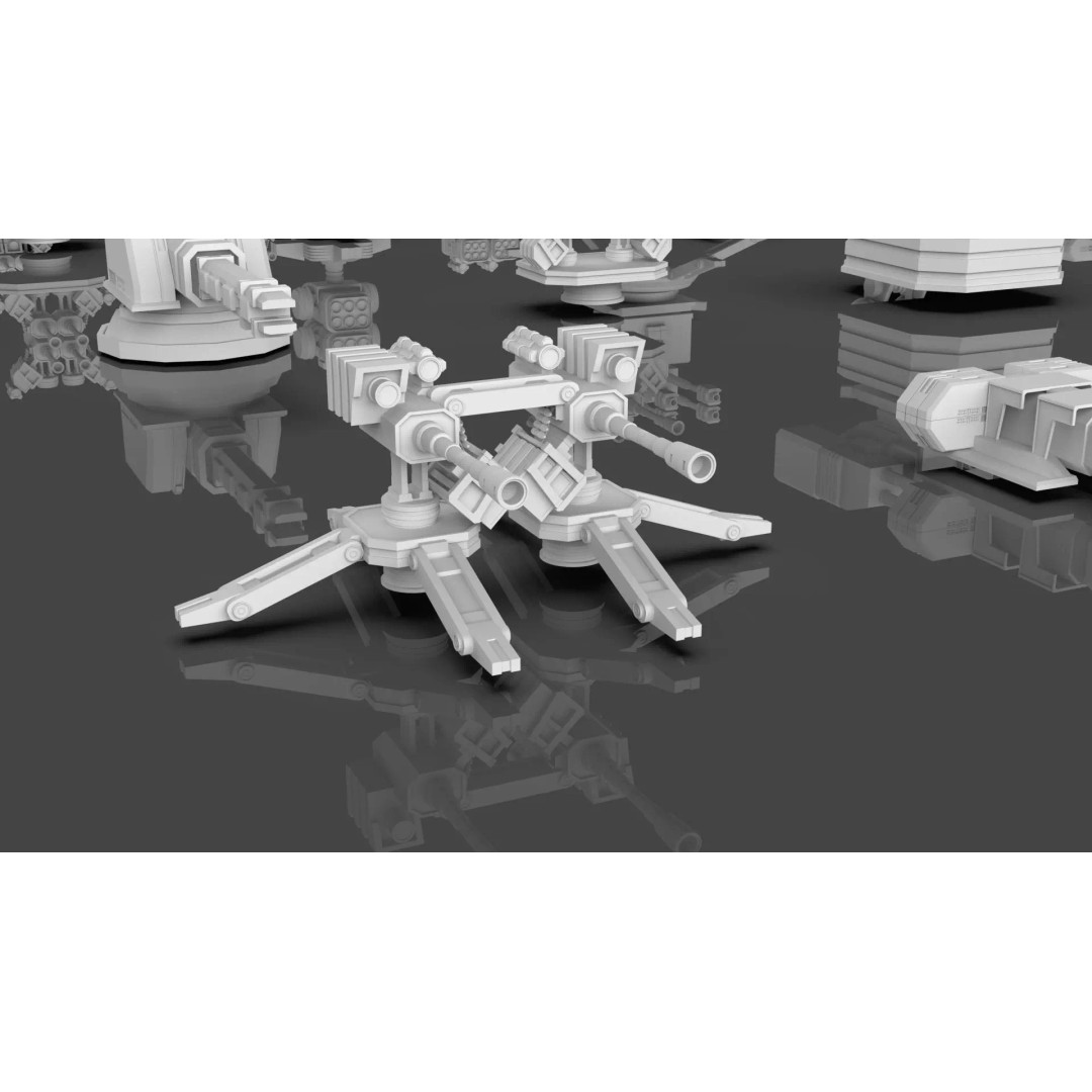Turret and AA Gun 3D Model – Game-Ready Low Poly Pack, FBX, OBJ - View 16