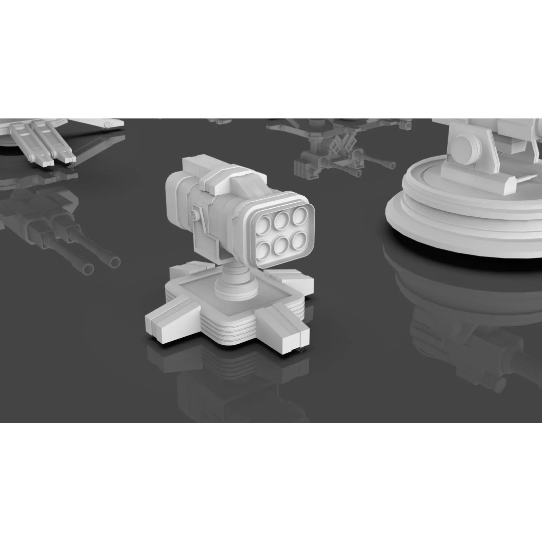 Turret and AA Gun 3D Model – Game-Ready Low Poly Pack, FBX, OBJ - View 24