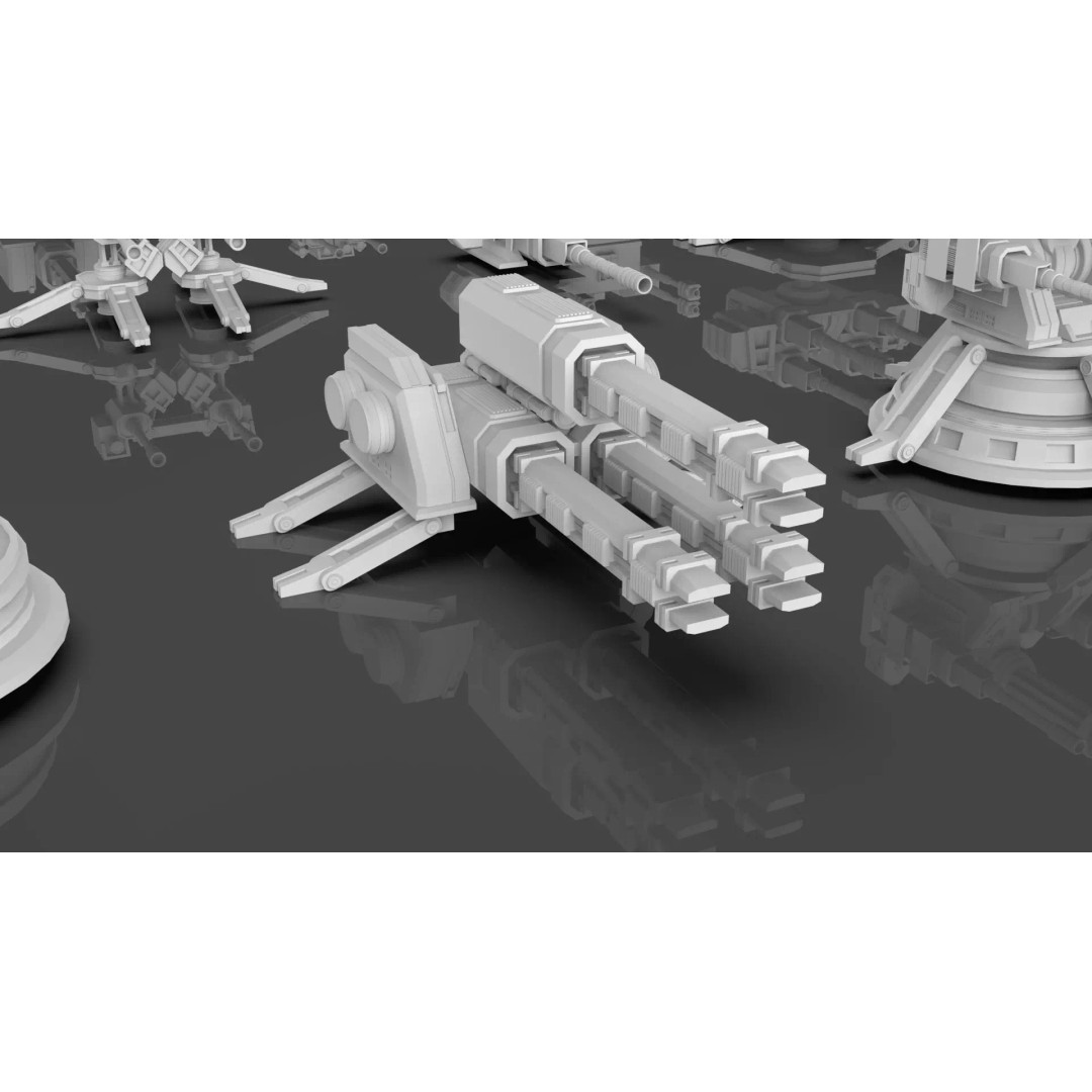 Turret and AA Gun 3D Model – Game-Ready Low Poly Pack, FBX, OBJ - View 26