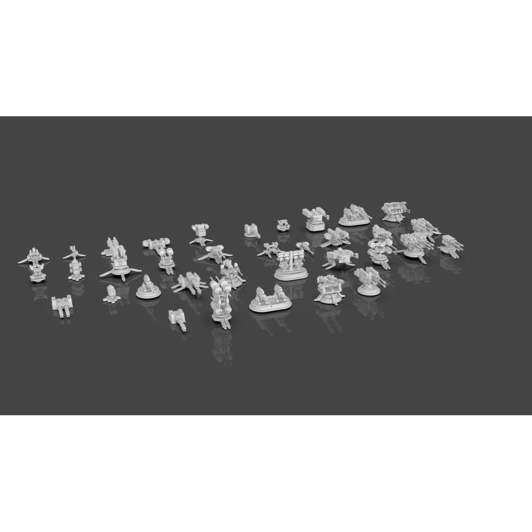 Turret and AA Gun 3D Model – Game-Ready Low Poly Pack, FBX, OBJ - View 3