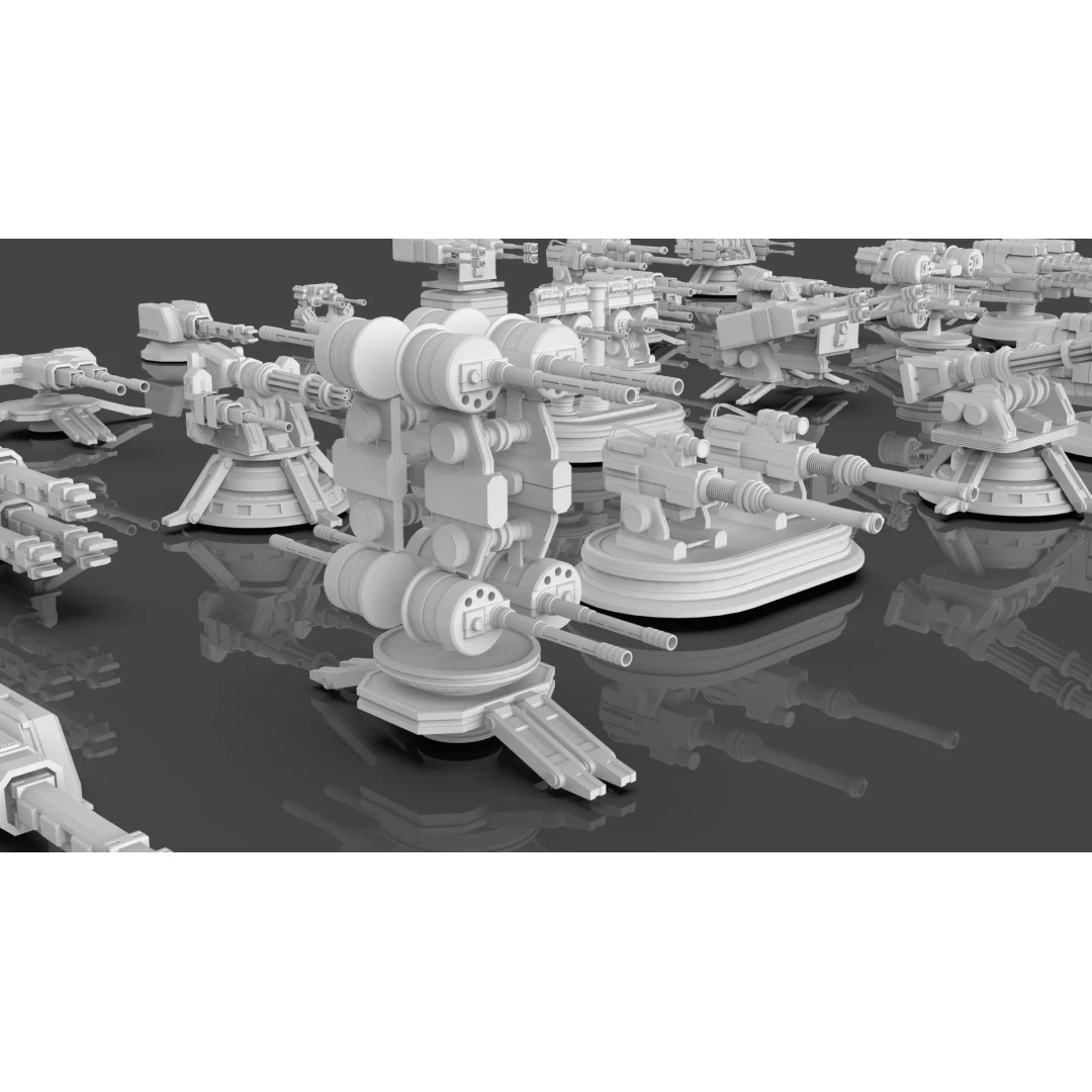 Turret and AA Gun 3D Model – Game-Ready Low Poly Pack, FBX, OBJ - View 35