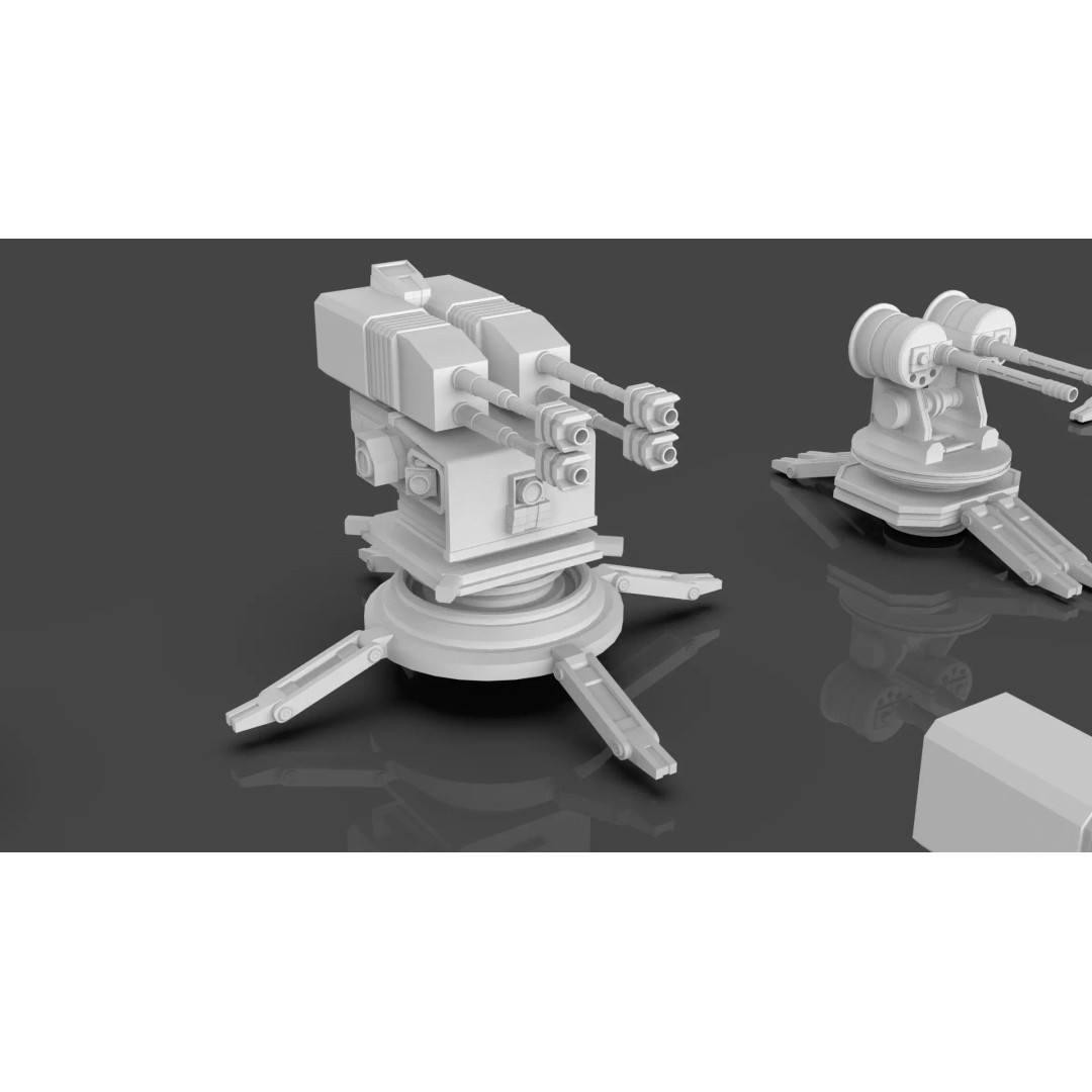Turret and AA Gun 3D Model – Game-Ready Low Poly Pack, FBX, OBJ - View 36