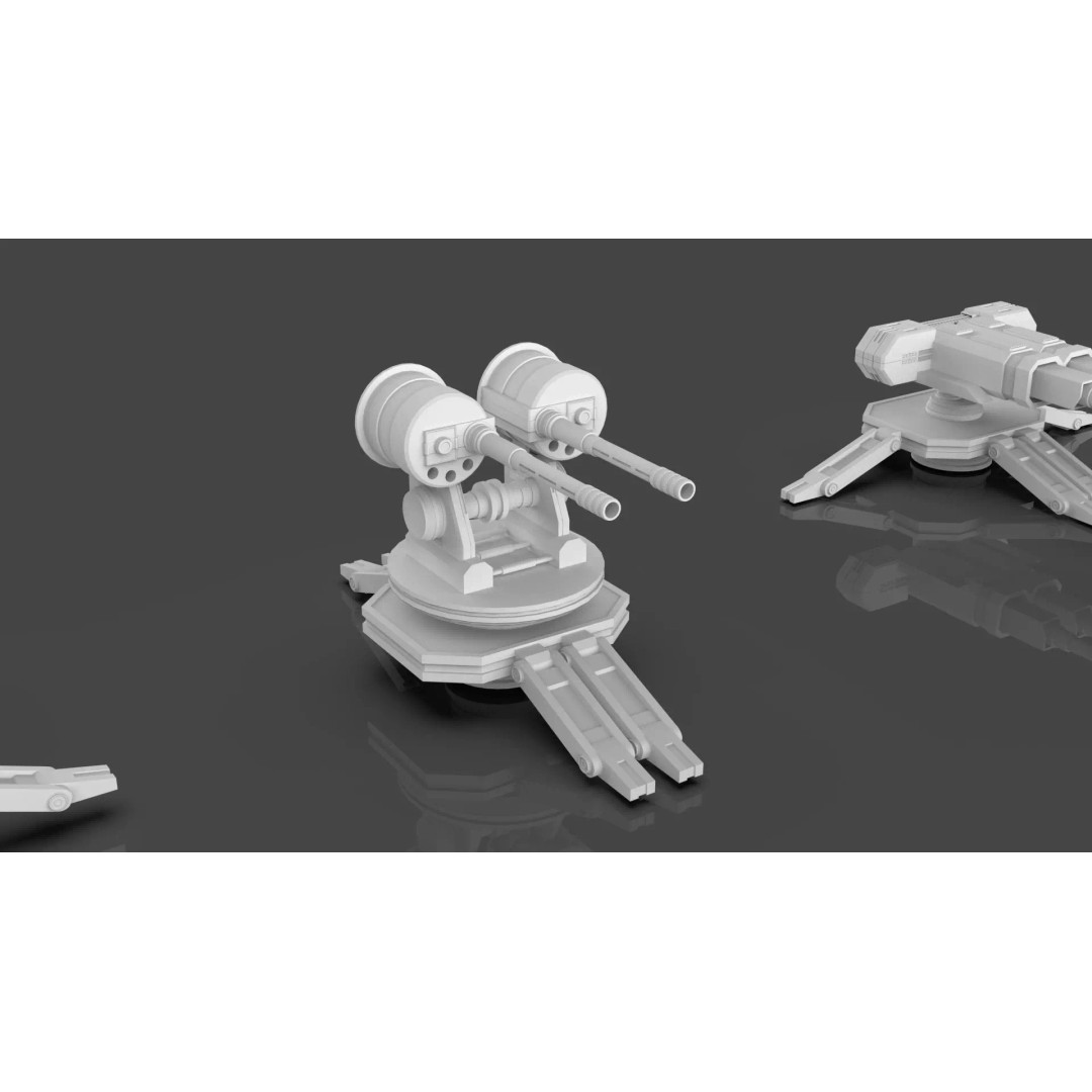 Turret and AA Gun 3D Model – Game-Ready Low Poly Pack, FBX, OBJ - View 39