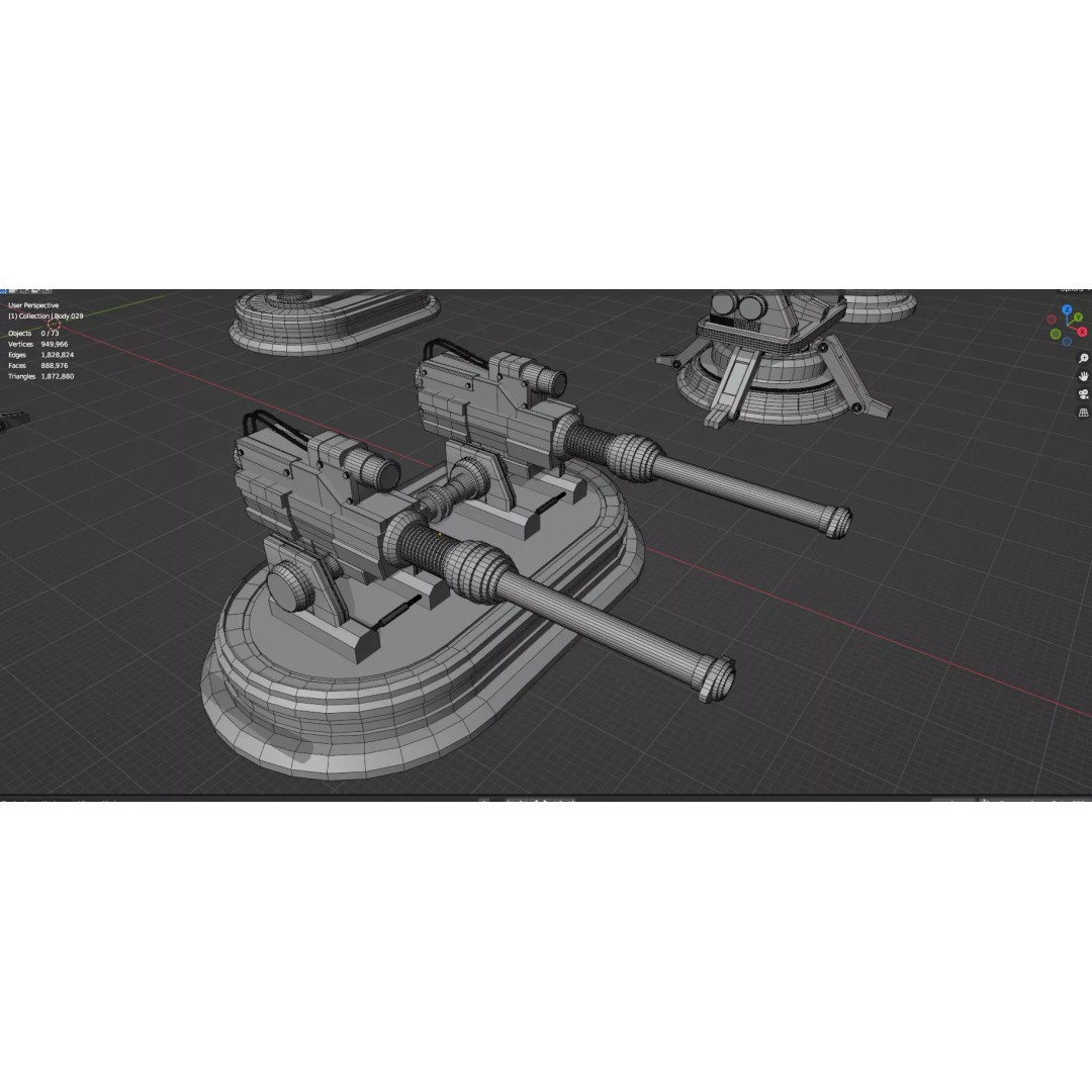 Turret and AA Gun 3D Model – Game-Ready Low Poly Pack, FBX, OBJ - View 44