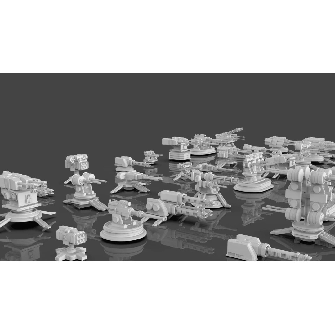 Turret and AA Gun 3D Model – Game-Ready Low Poly Pack, FBX, OBJ - View 5
