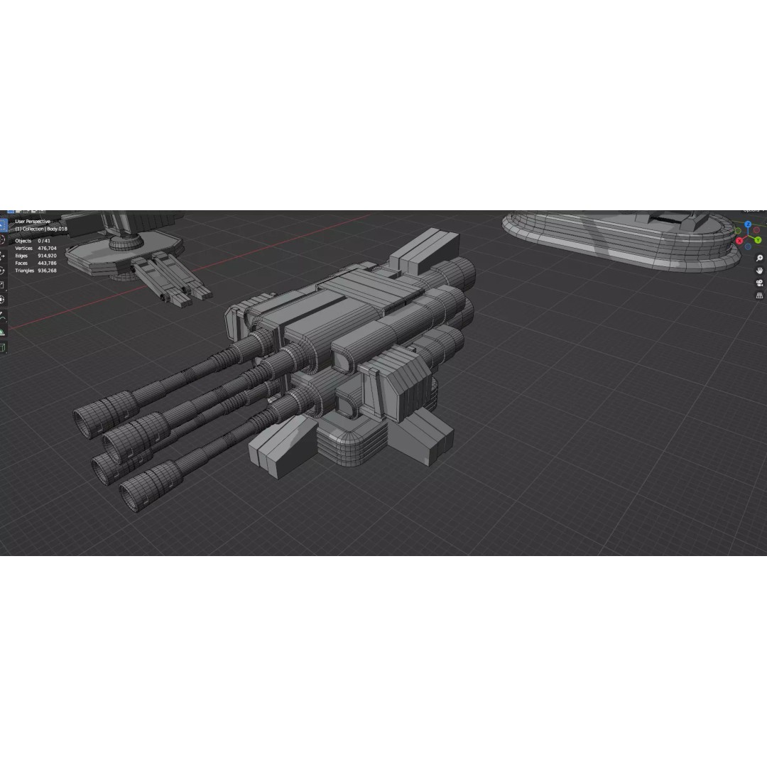 Turret and AA Gun 3D Model – Game-Ready Low Poly Pack, FBX, OBJ - View 51