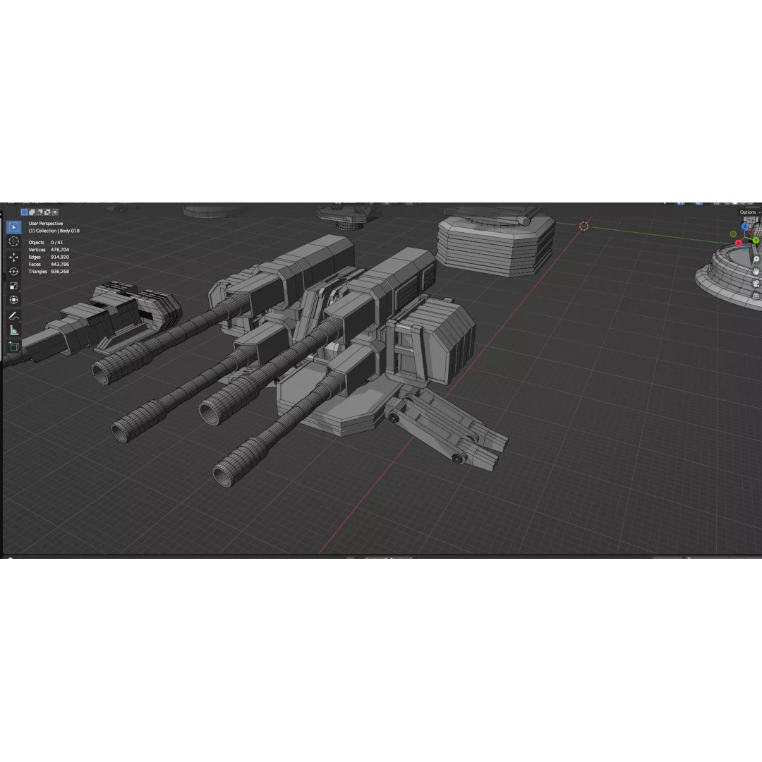 Turret and AA Gun 3D Model – Game-Ready Low Poly Pack, FBX, OBJ - View 52
