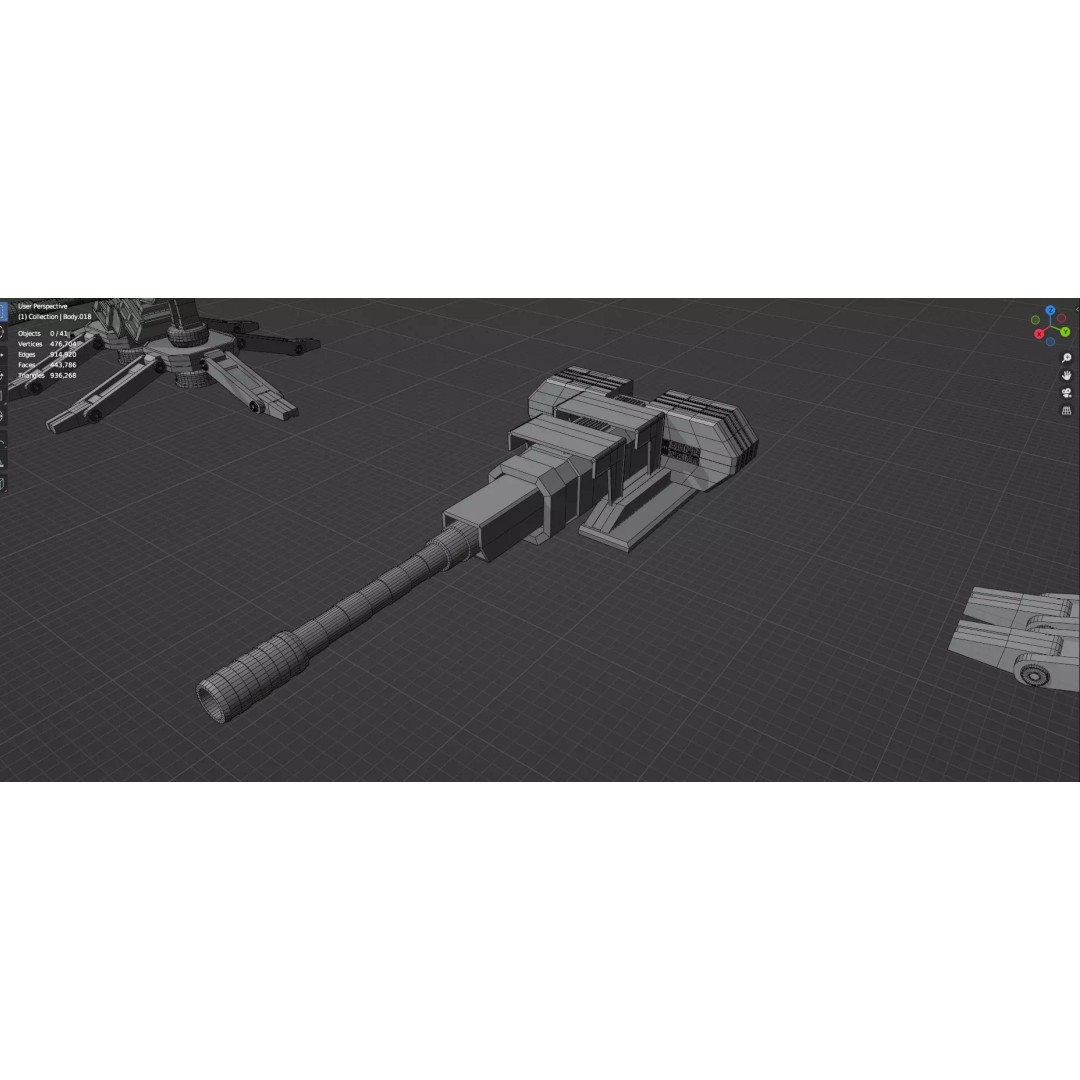 Turret and AA Gun 3D Model – Game-Ready Low Poly Pack, FBX, OBJ - View 53