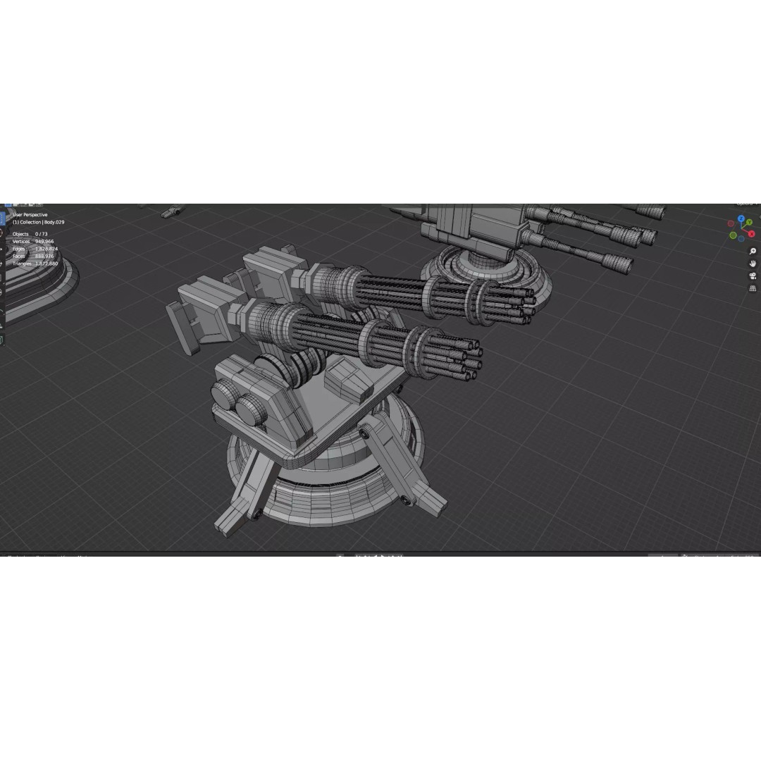 Turret and AA Gun 3D Model – Game-Ready Low Poly Pack, FBX, OBJ - View 55