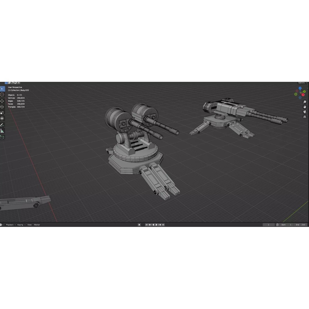 Turret and AA Gun 3D Model – Game-Ready Low Poly Pack, FBX, OBJ - View 56