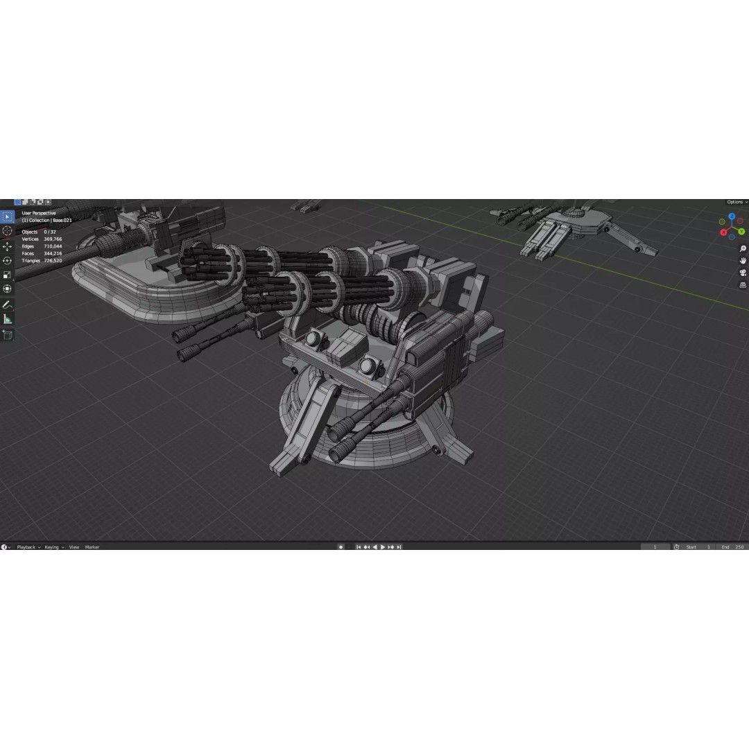 Turret and AA Gun 3D Model – Game-Ready Low Poly Pack, FBX, OBJ - View 57