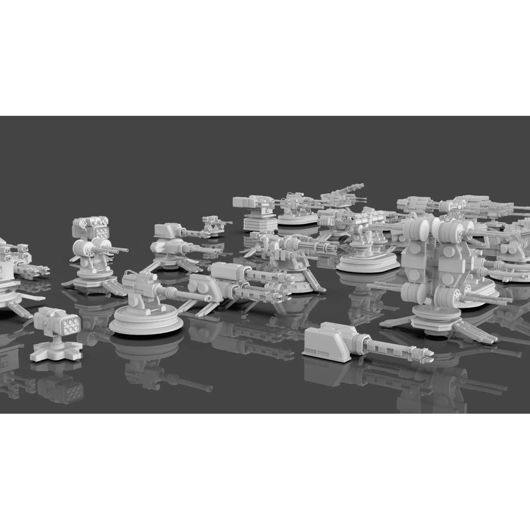 Turret and AA Gun 3D Model – Game-Ready Low Poly Pack, FBX, OBJ - View 6