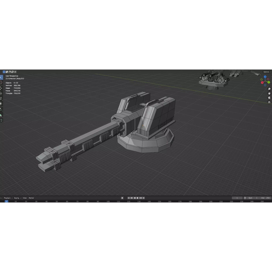 Turret and AA Gun 3D Model – Game-Ready Low Poly Pack, FBX, OBJ - View 61