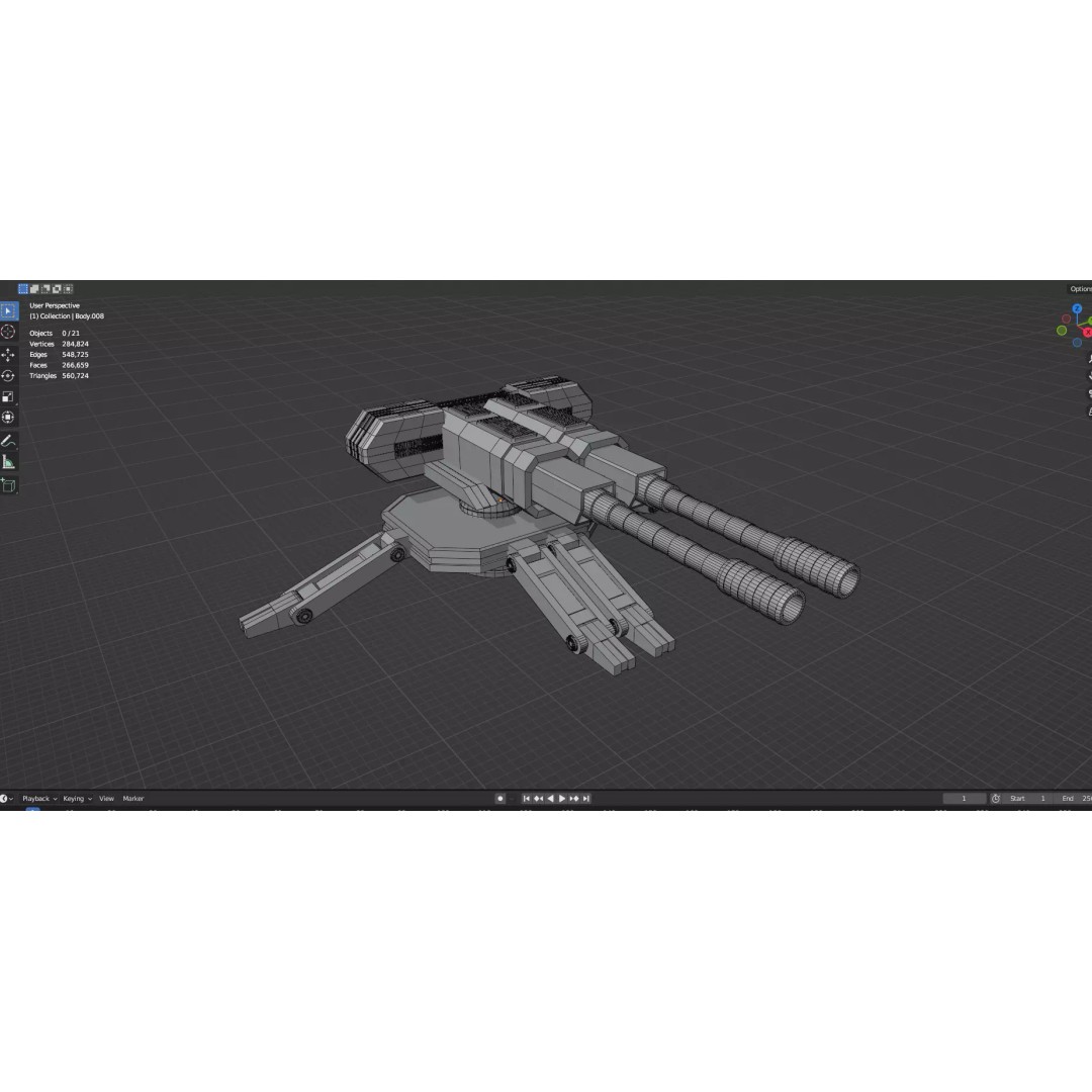 Turret and AA Gun 3D Model – Game-Ready Low Poly Pack, FBX, OBJ - View 62