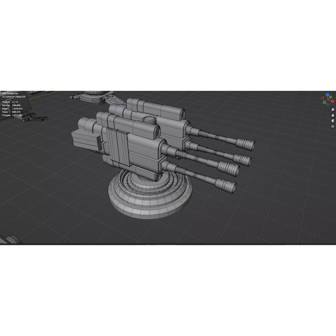 Turret and AA Gun 3D Model – Game-Ready Low Poly Pack, FBX, OBJ - View 66