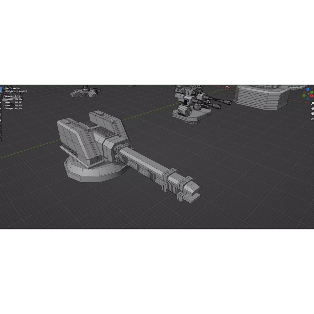 Turret and AA Gun 3D Model – Game-Ready Low Poly Pack, FBX, OBJ - View 69