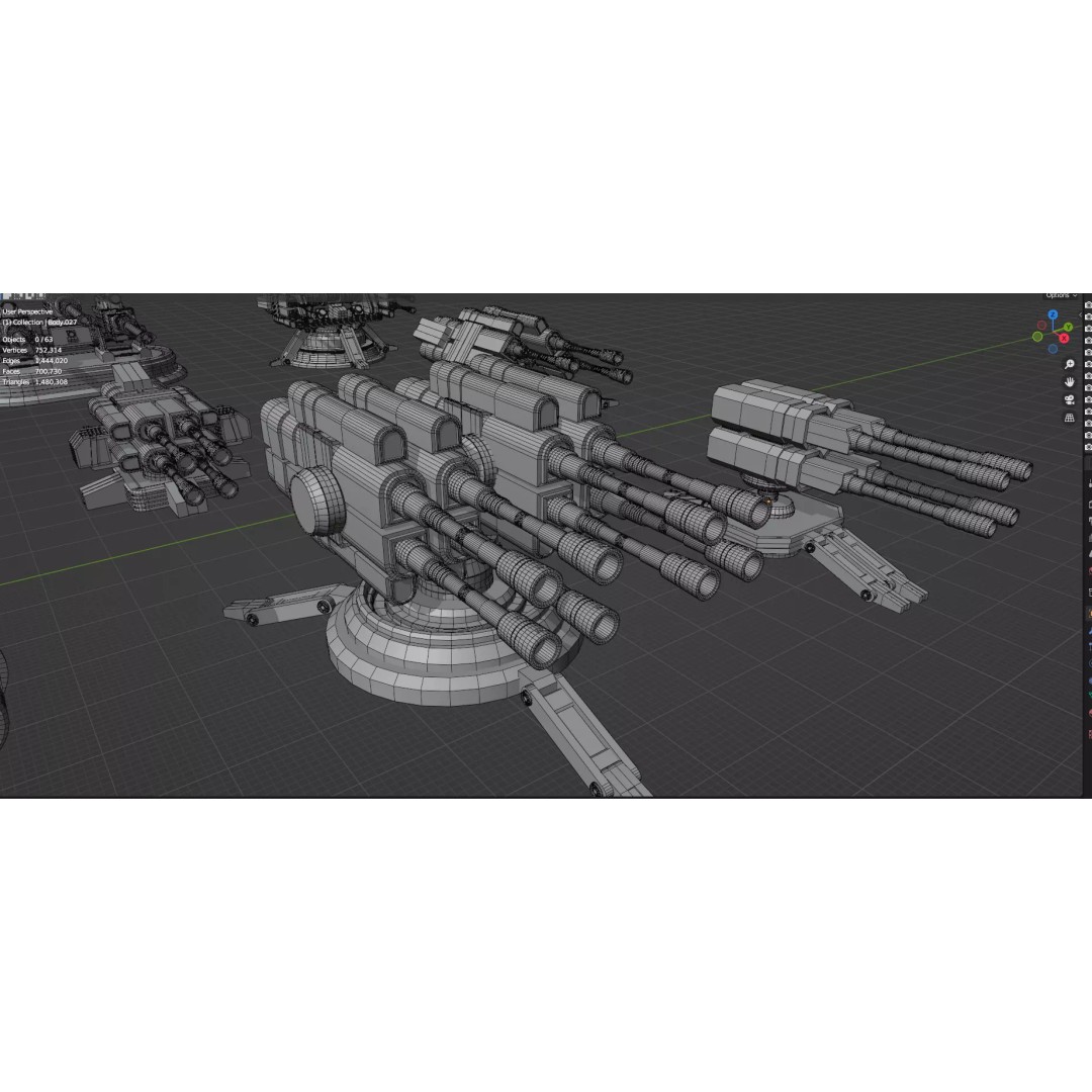 Turret and AA Gun 3D Model – Game-Ready Low Poly Pack, FBX, OBJ - View 71