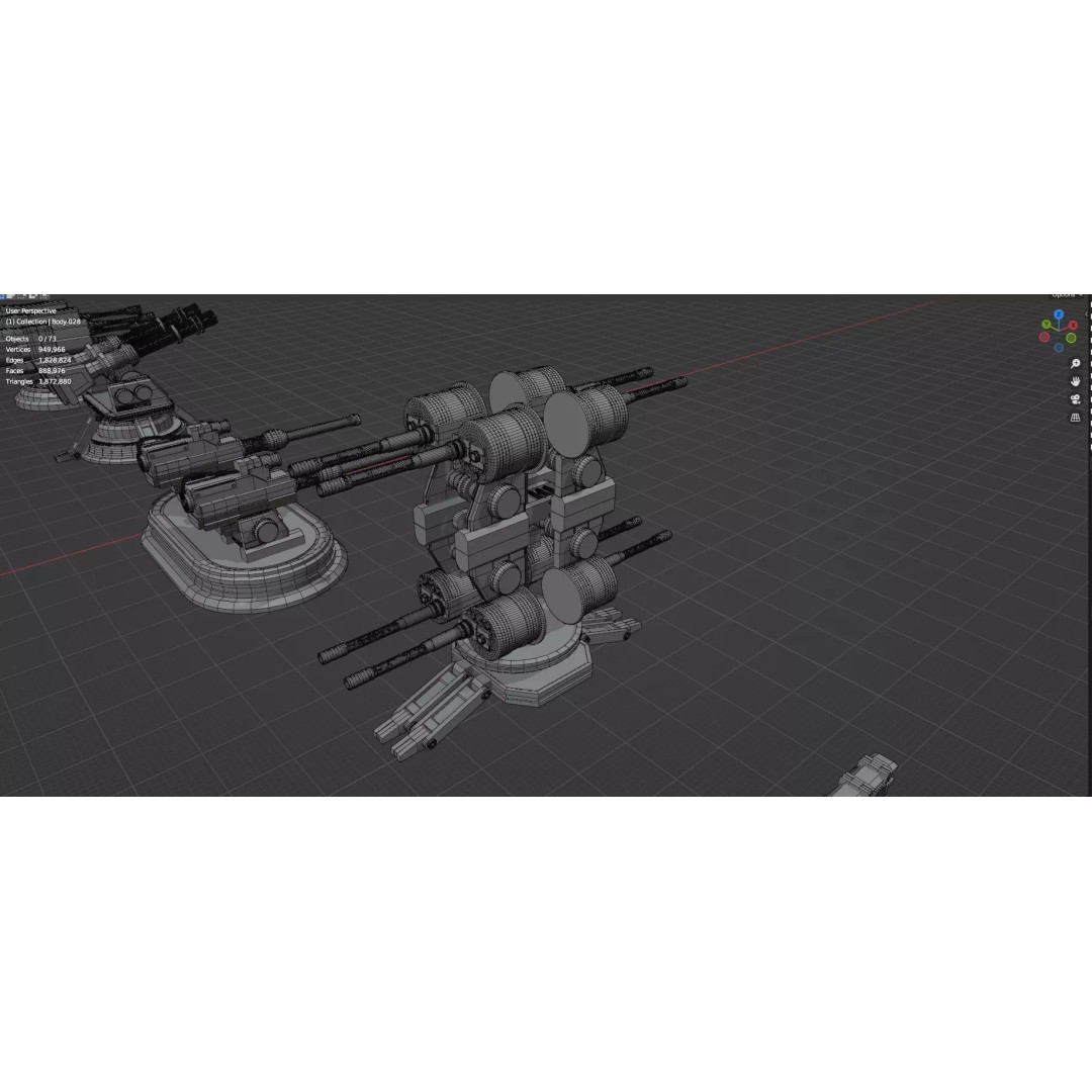 Turret and AA Gun 3D Model – Game-Ready Low Poly Pack, FBX, OBJ - View 73