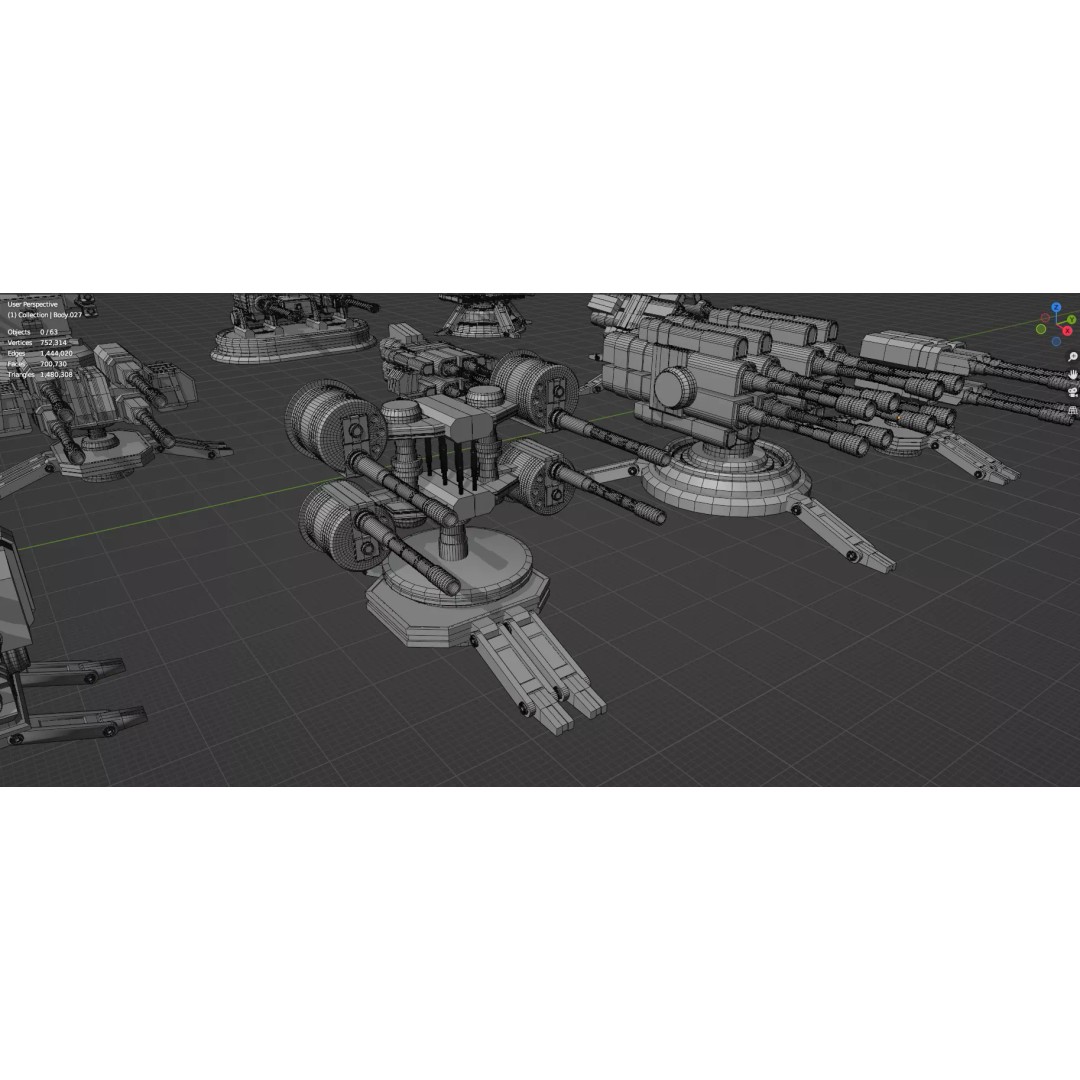 Turret and AA Gun 3D Model – Game-Ready Low Poly Pack, FBX, OBJ - View 74