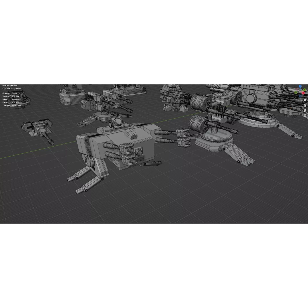 Turret and AA Gun 3D Model – Game-Ready Low Poly Pack, FBX, OBJ - View 75