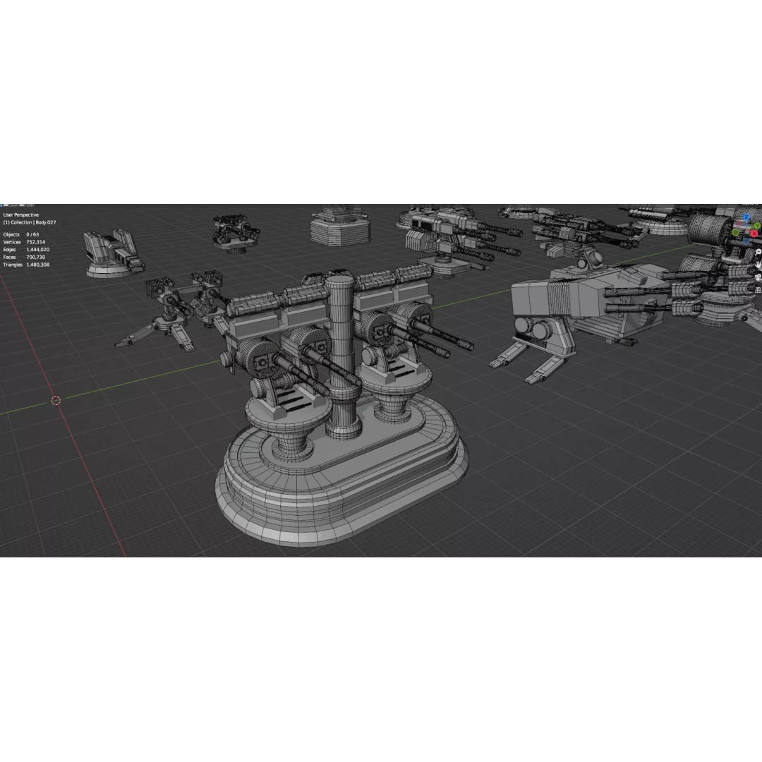 Turret and AA Gun 3D Model – Game-Ready Low Poly Pack, FBX, OBJ - View 76