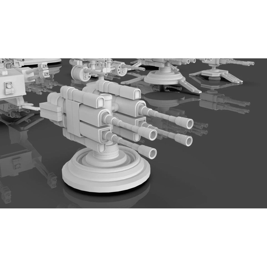 Turret and AA Gun 3D Model – Game-Ready Low Poly Pack, FBX, OBJ - View 8