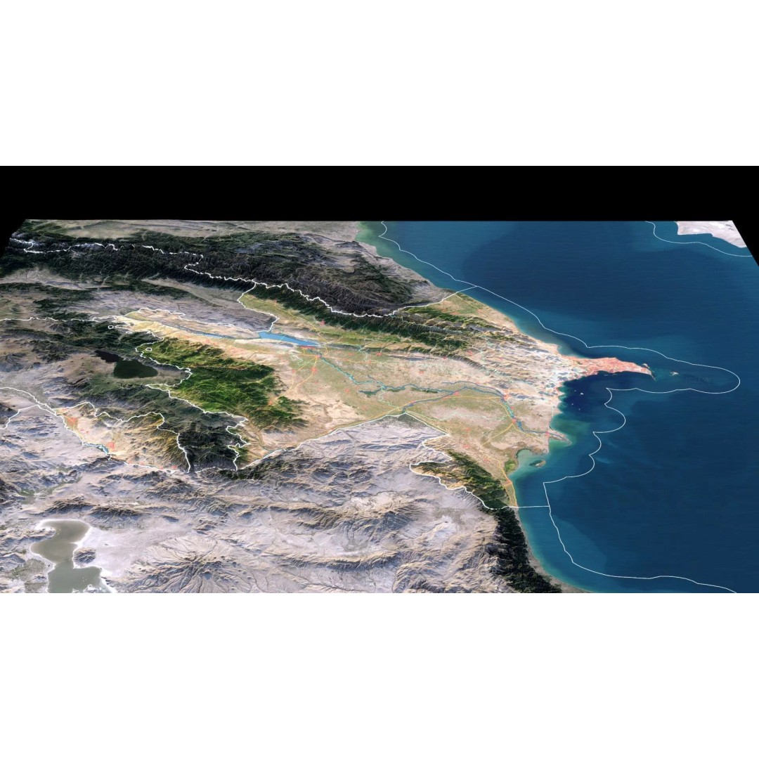 Azerbaijan Map 3D Model – Realistic Satellite Terrain, 12K Textures - View 4