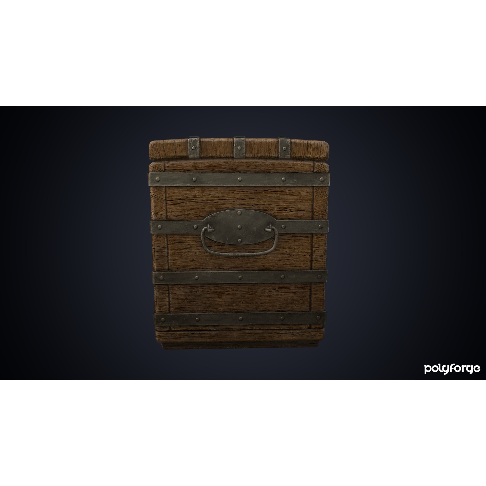 Medieval Wooden Iron Bound Strong Chest - Low-Poly Game-Ready 3D Model - View 8