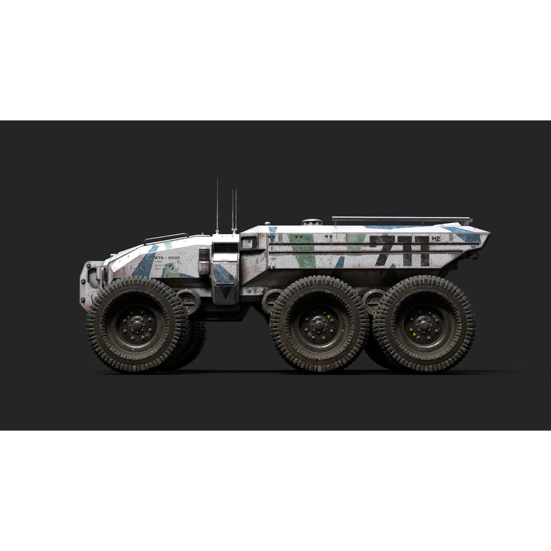 Technical Vehicle Transporter 3D Model – Low Poly PBR Asset, FBX, OBJ - View 10