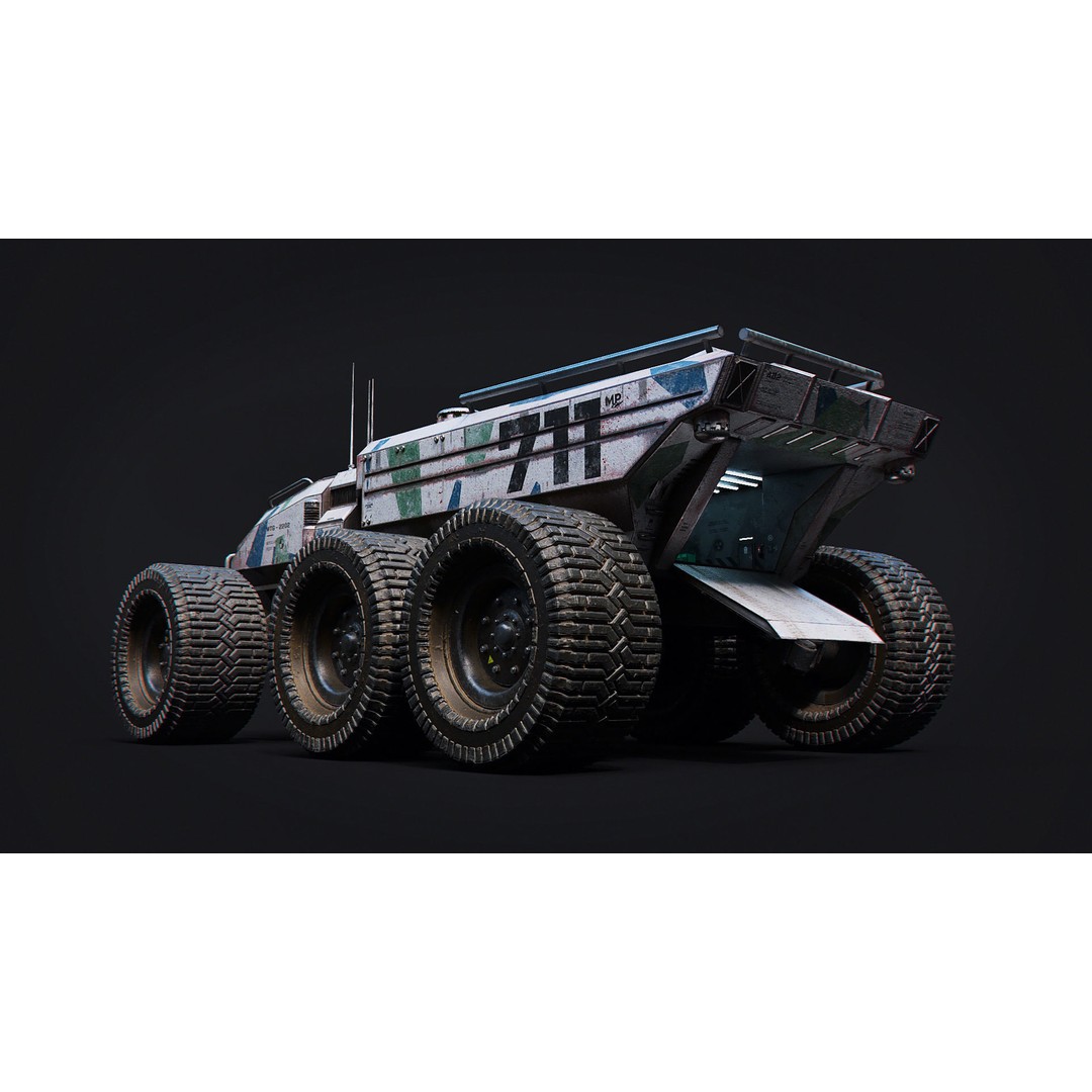 Technical Vehicle Transporter 3D Model – Low Poly PBR Asset, FBX, OBJ - View 3