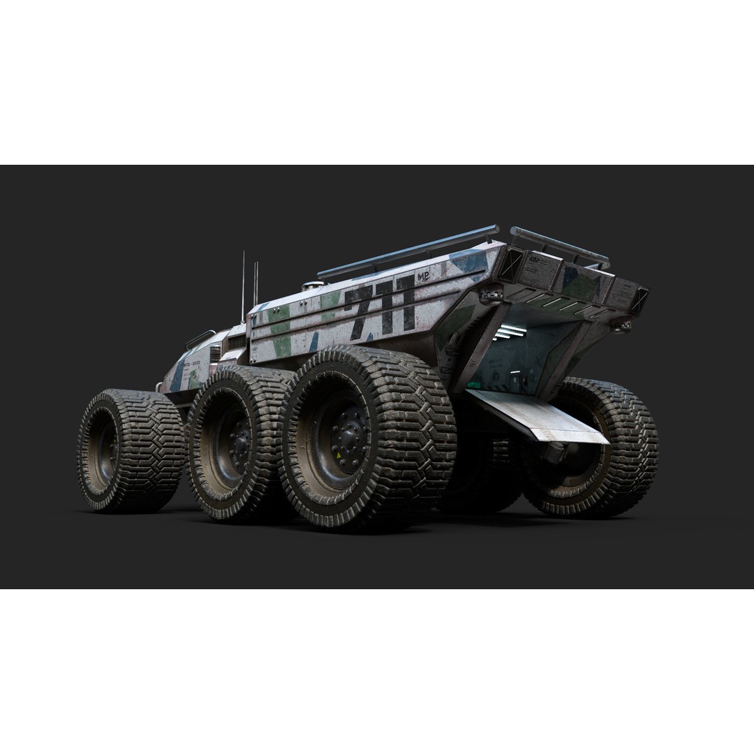 Technical Vehicle Transporter 3D Model – Low Poly PBR Asset, FBX, OBJ - View 9