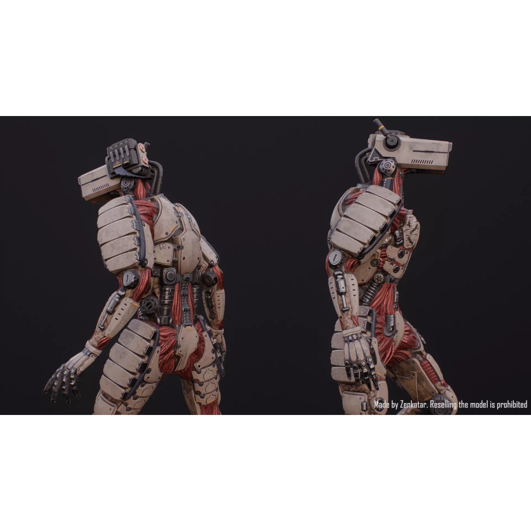 Humanoid Robot 3D Model – Low Poly Rigged Sci-Fi Character, FBX - View 10