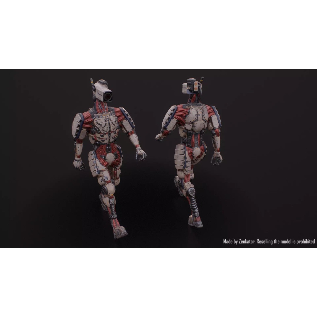 Humanoid Robot 3D Model – Low Poly Rigged Sci-Fi Character, FBX - View 13