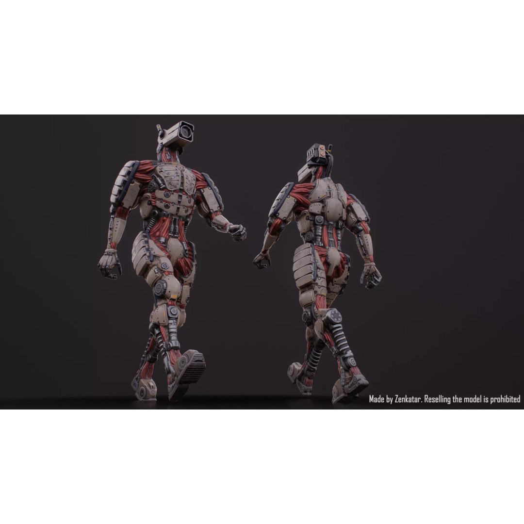Humanoid Robot 3D Model – Low Poly Rigged Sci-Fi Character, FBX - View 14