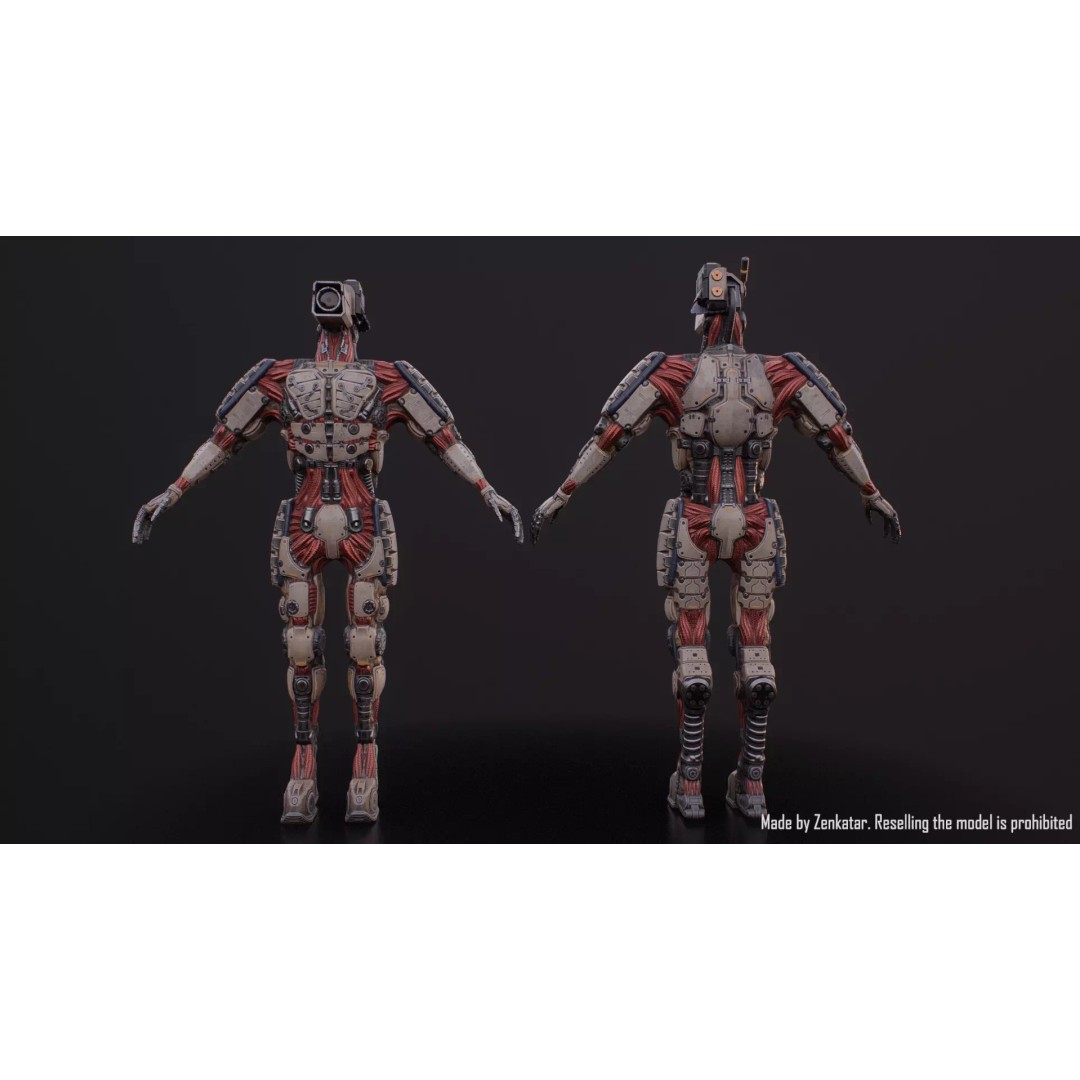 Humanoid Robot 3D Model – Low Poly Rigged Sci-Fi Character, FBX - View 15