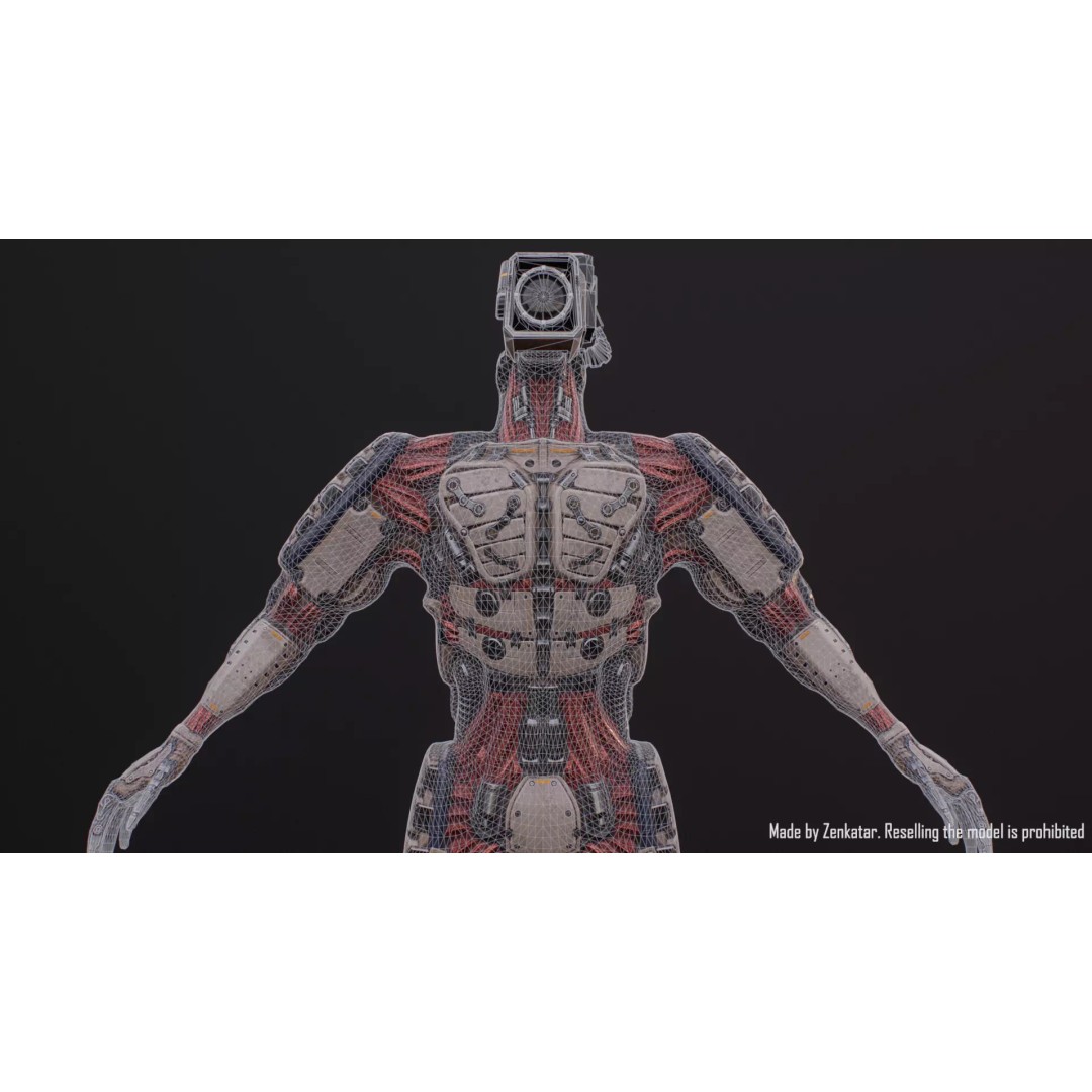Humanoid Robot 3D Model – Low Poly Rigged Sci-Fi Character, FBX - View 17