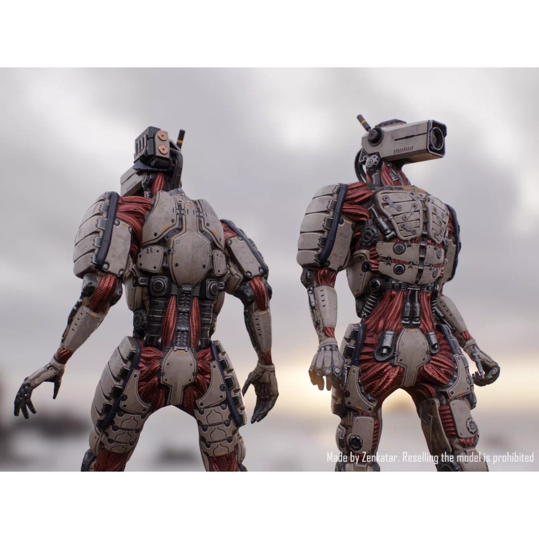 Humanoid Robot 3D Model – Low Poly Rigged Sci-Fi Character, FBX - View 2