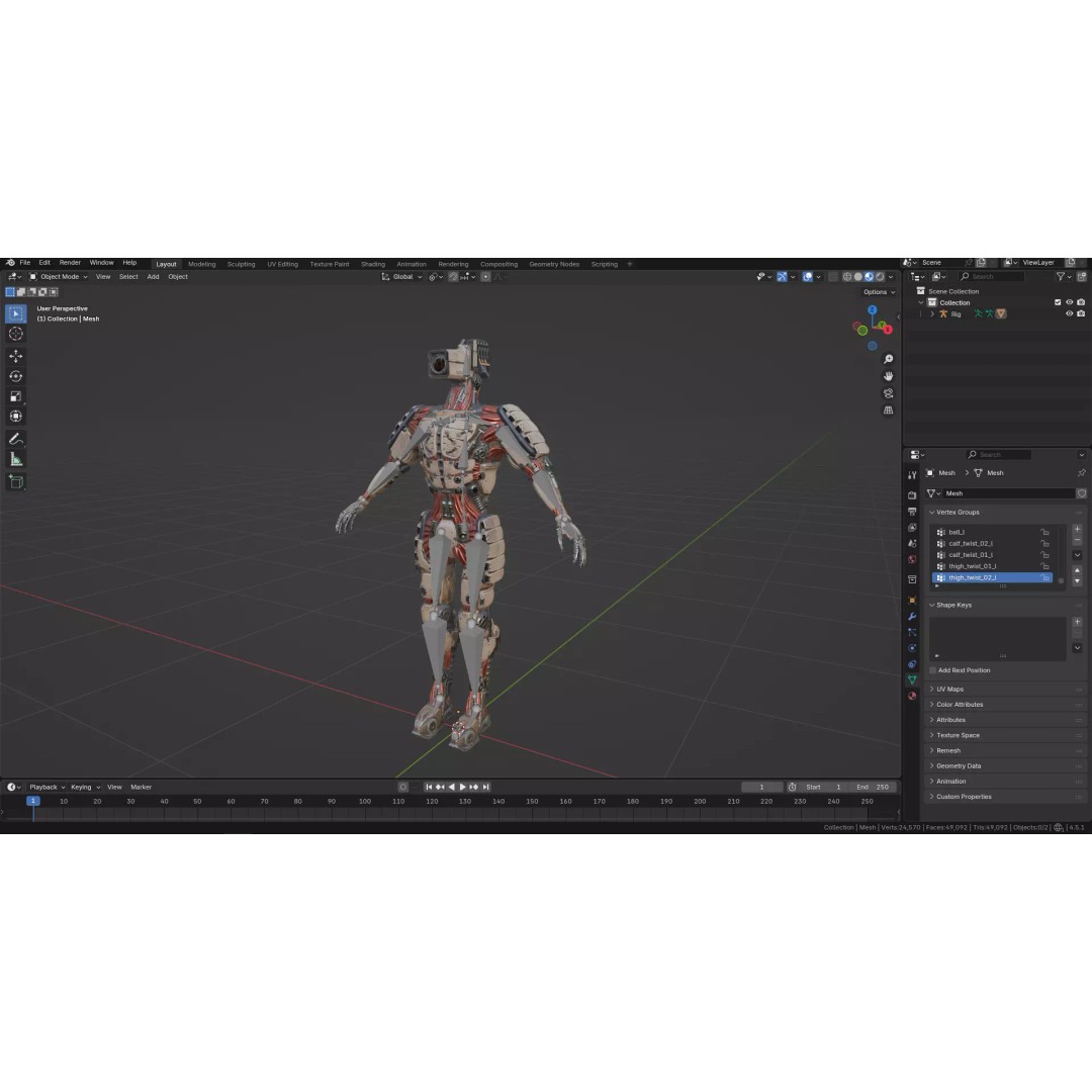 Humanoid Robot 3D Model – Low Poly Rigged Sci-Fi Character, FBX - View 21