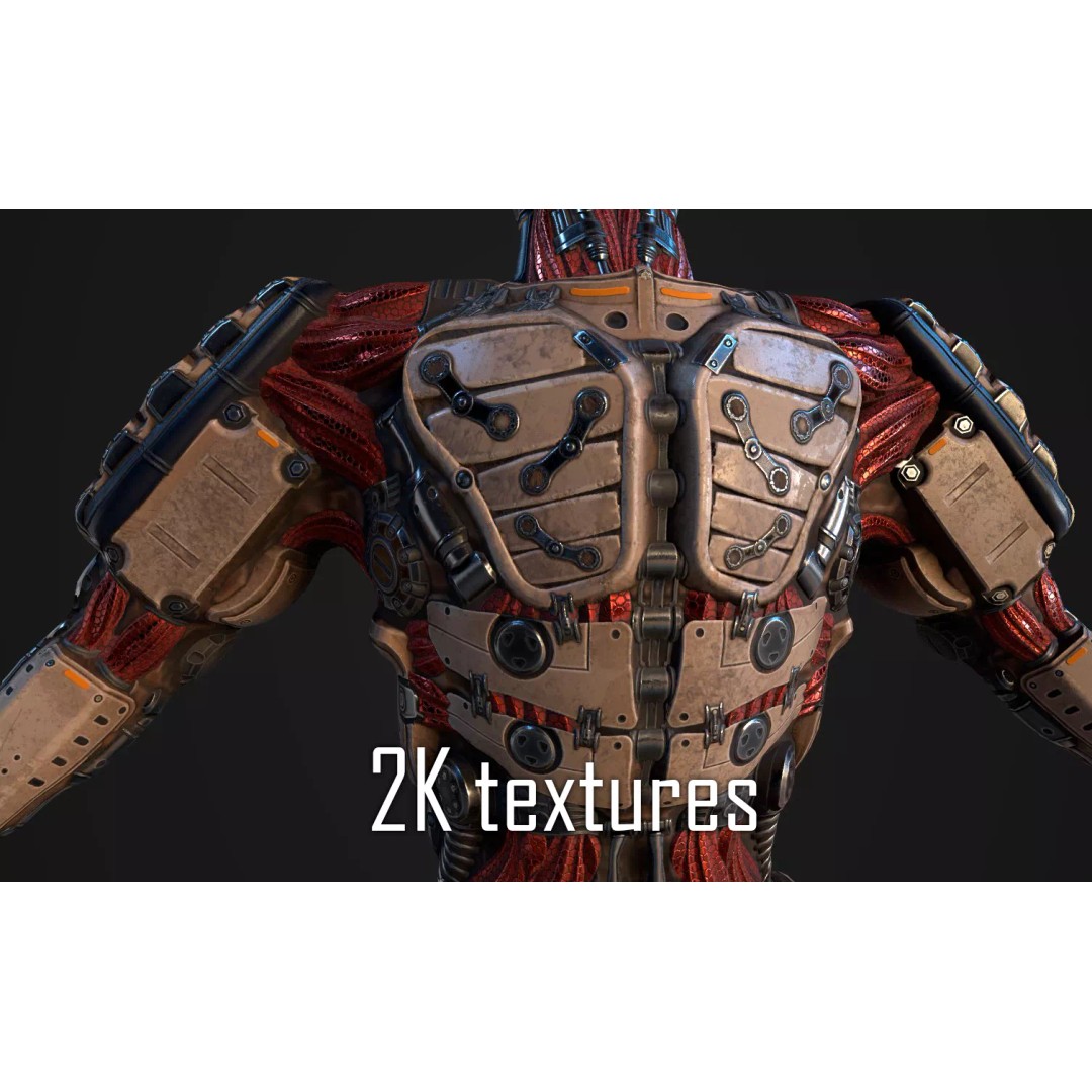Humanoid Robot 3D Model – Low Poly Rigged Sci-Fi Character, FBX - View 22