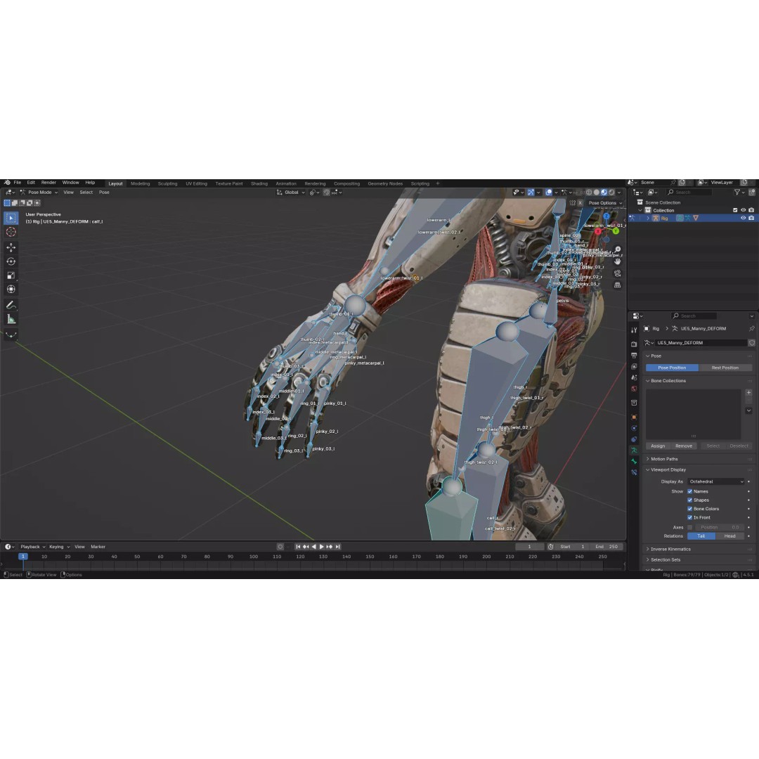Humanoid Robot 3D Model – Low Poly Rigged Sci-Fi Character, FBX - View 26