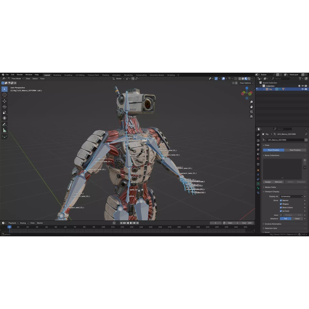 Humanoid Robot 3D Model – Low Poly Rigged Sci-Fi Character, FBX - View 27