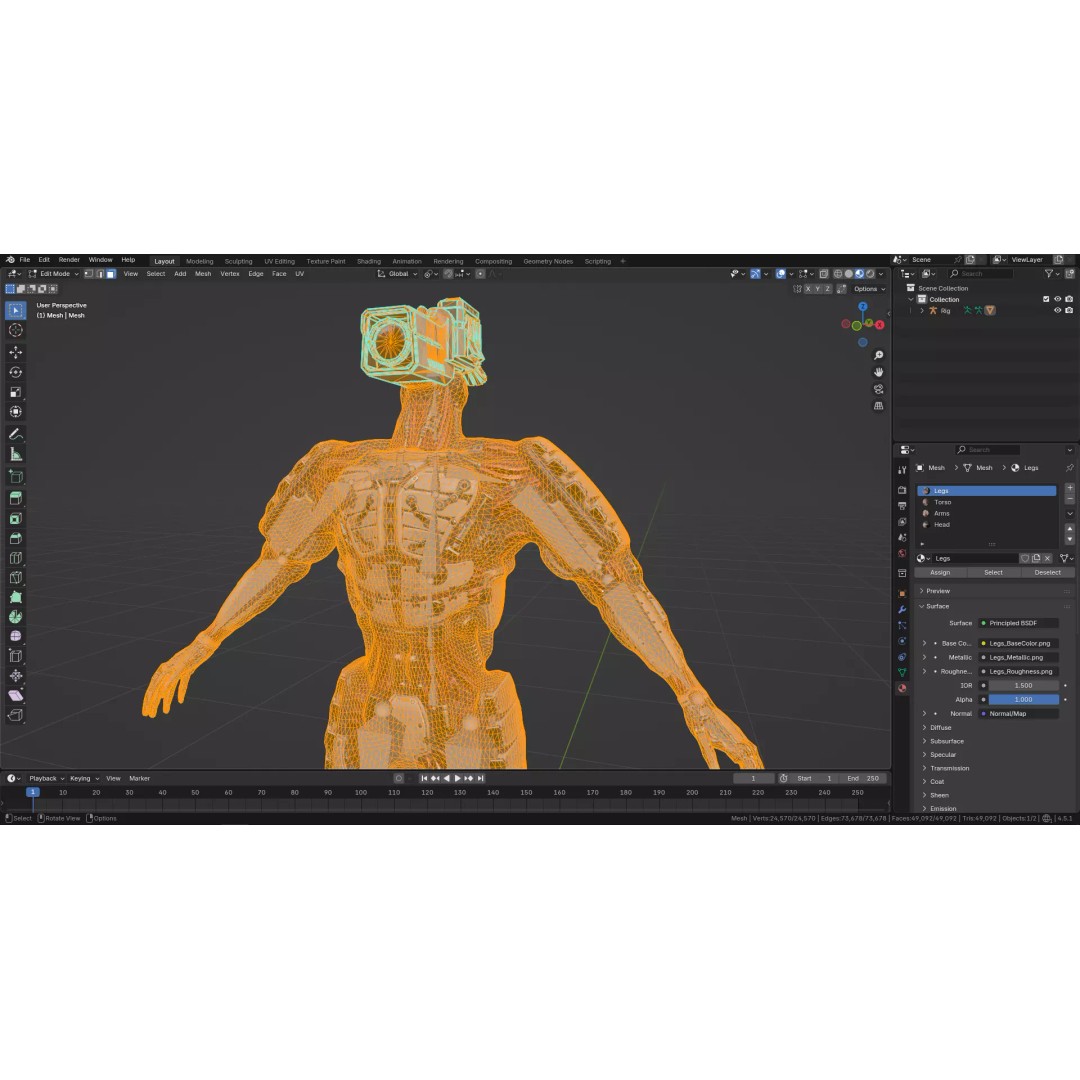 Humanoid Robot 3D Model – Low Poly Rigged Sci-Fi Character, FBX - View 28
